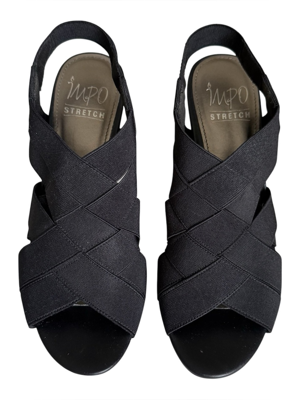 IMPO Verenice Black Stretch Strap Sandal Block Heel Size 7